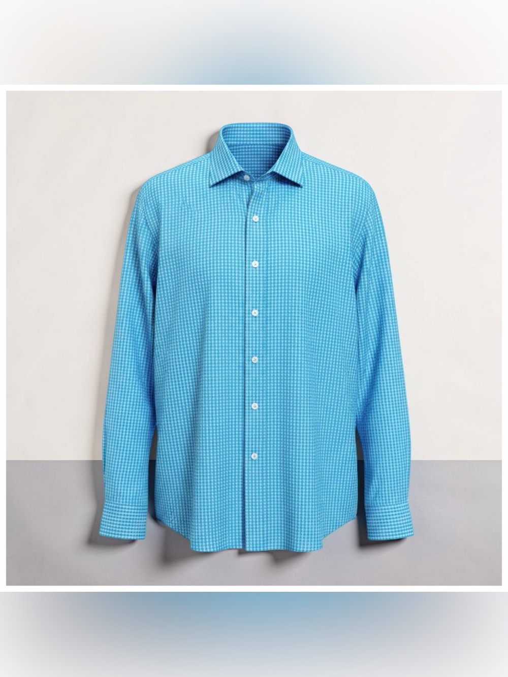 Bugatchi Uomo Men’s Button-Down Shirt | Blue & White Check | Classic Fit | Italy